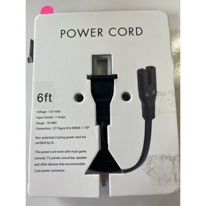 6ft 2-Prong‎ AC Figure-8 Replacement cord Cable